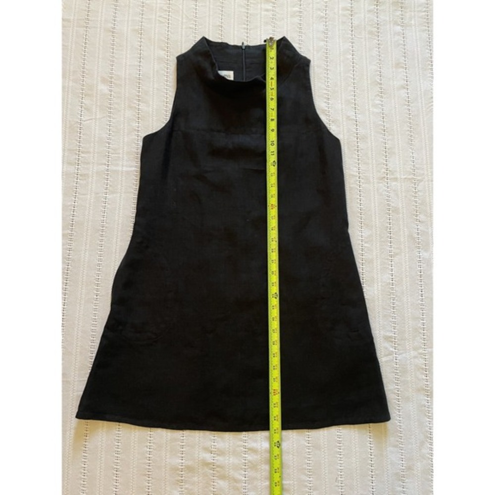 Sara Campbell Mockneck Linen Sleeveless Black Dress.‎ Size Medium. Made In USA. - Picture 9 of 10